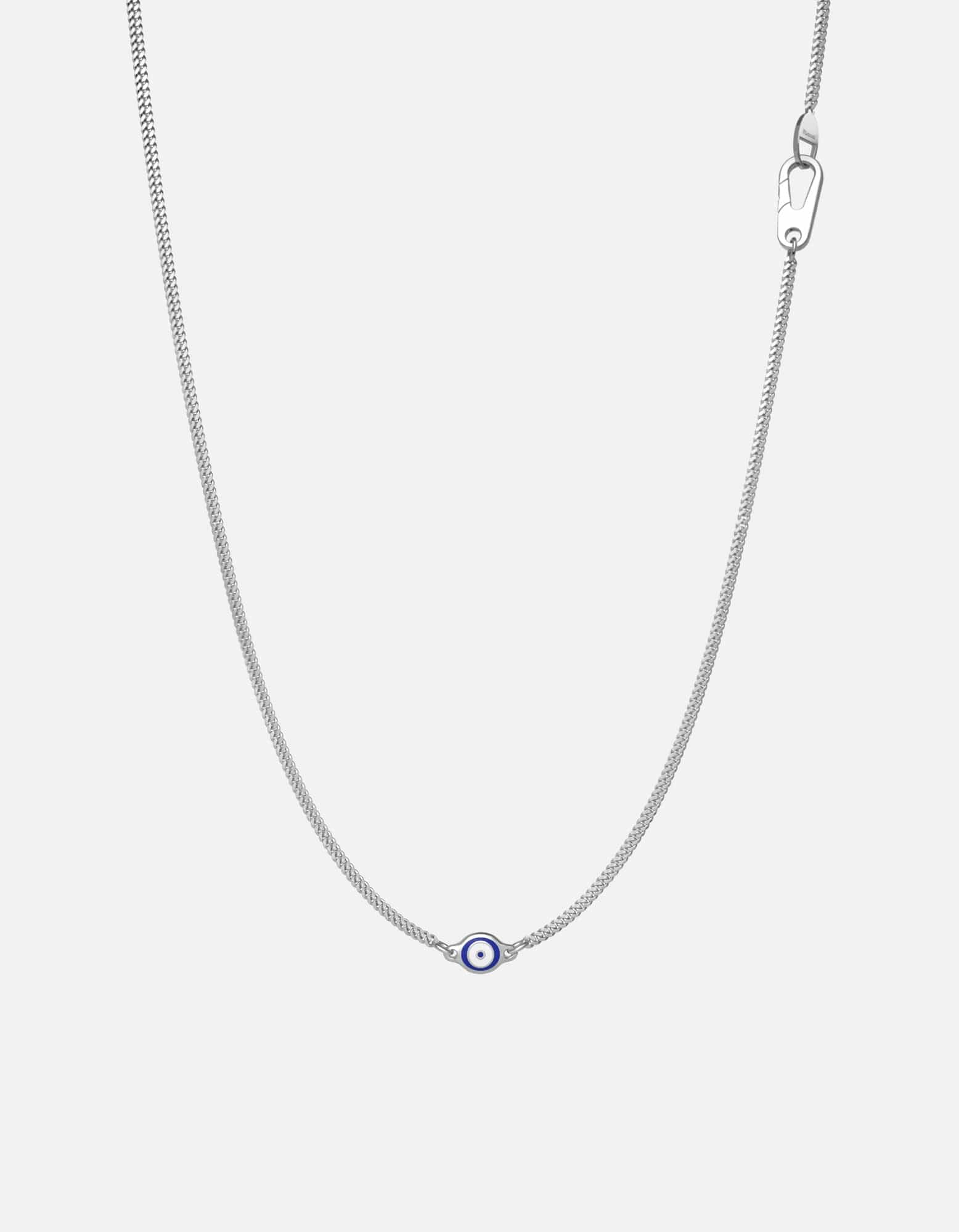 Single Evil Eye Necklace, Sterling Silver / Blue