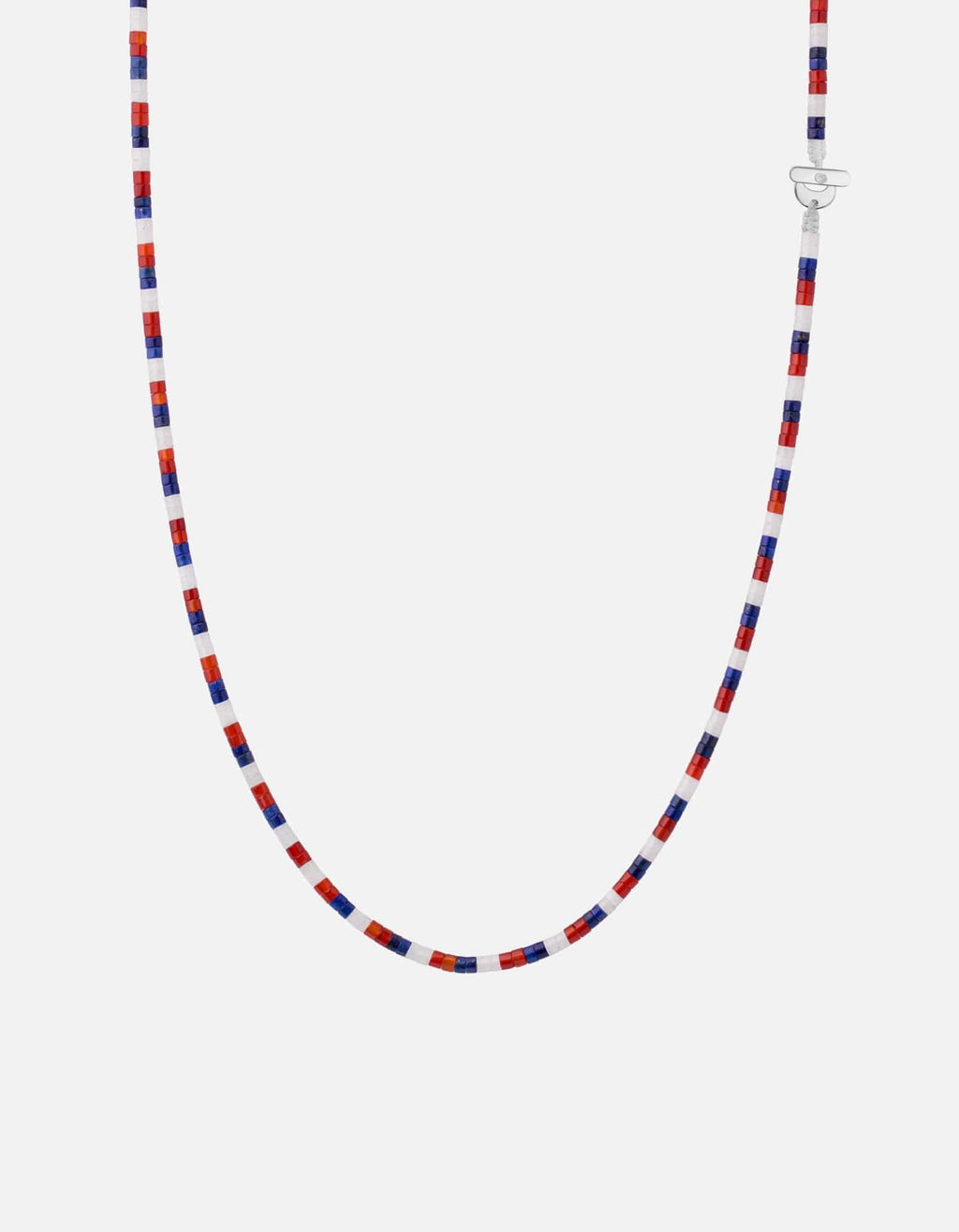 Kai Bead Necklace, Sterling Silver / Red/White/Blue