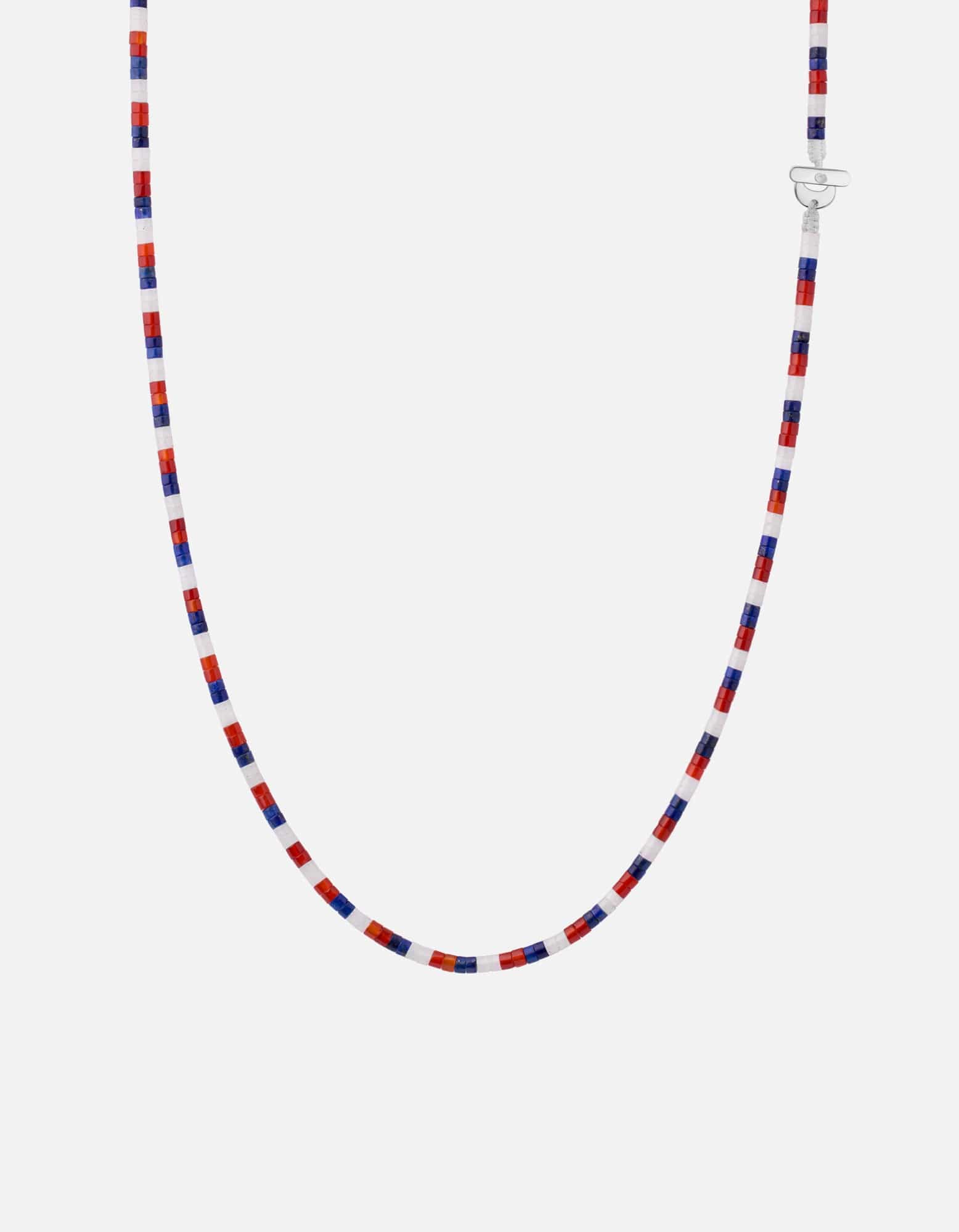 Kai Bead Necklace, Sterling Silver / Red/White/Blue