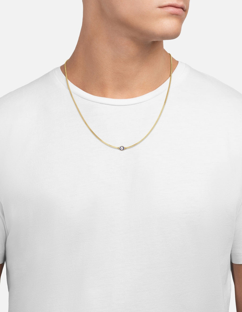 Single Evil Eye Necklace, Gold Vermeil / Blue