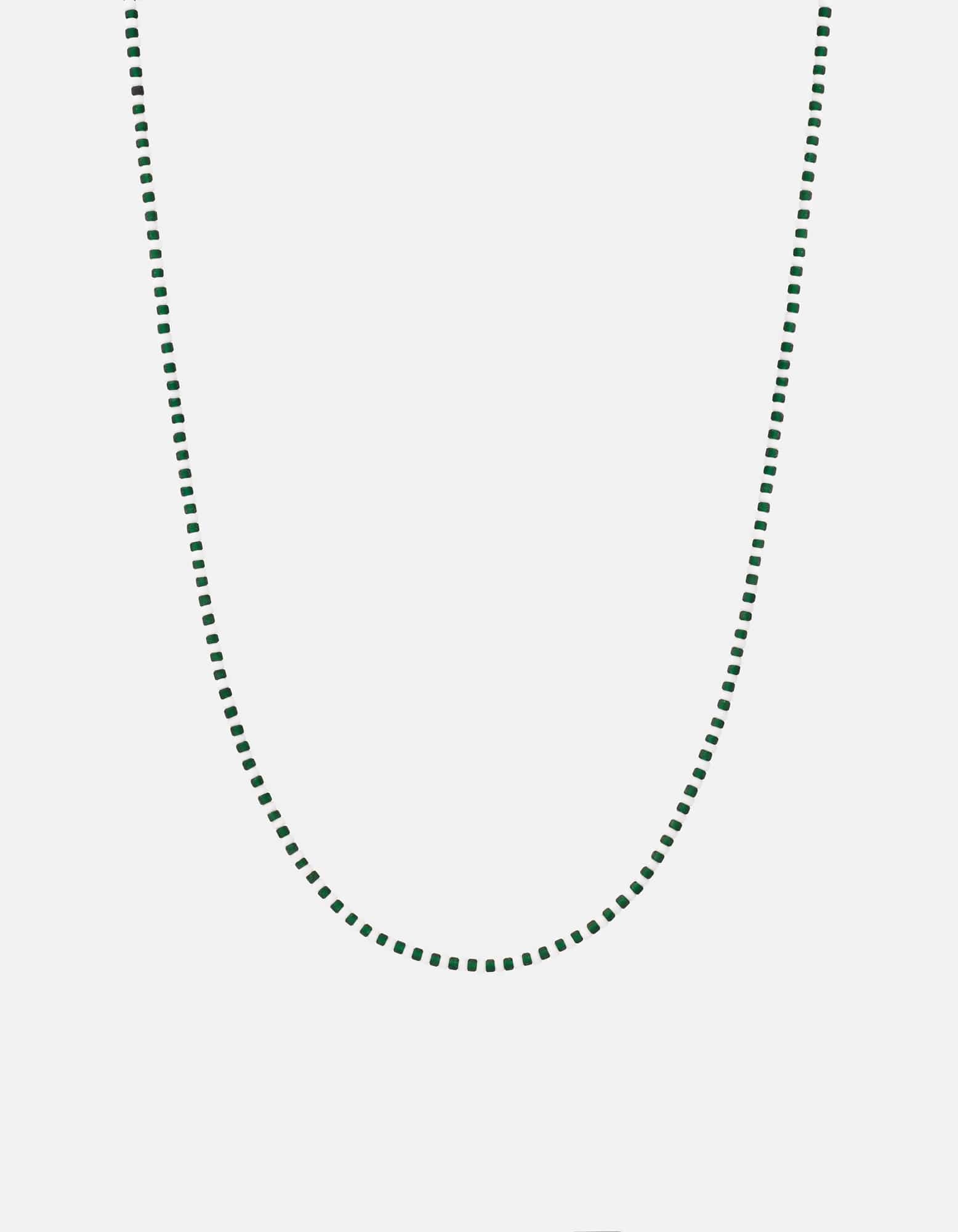 Avi Bead Necklace, Sterling Silver / Green/White