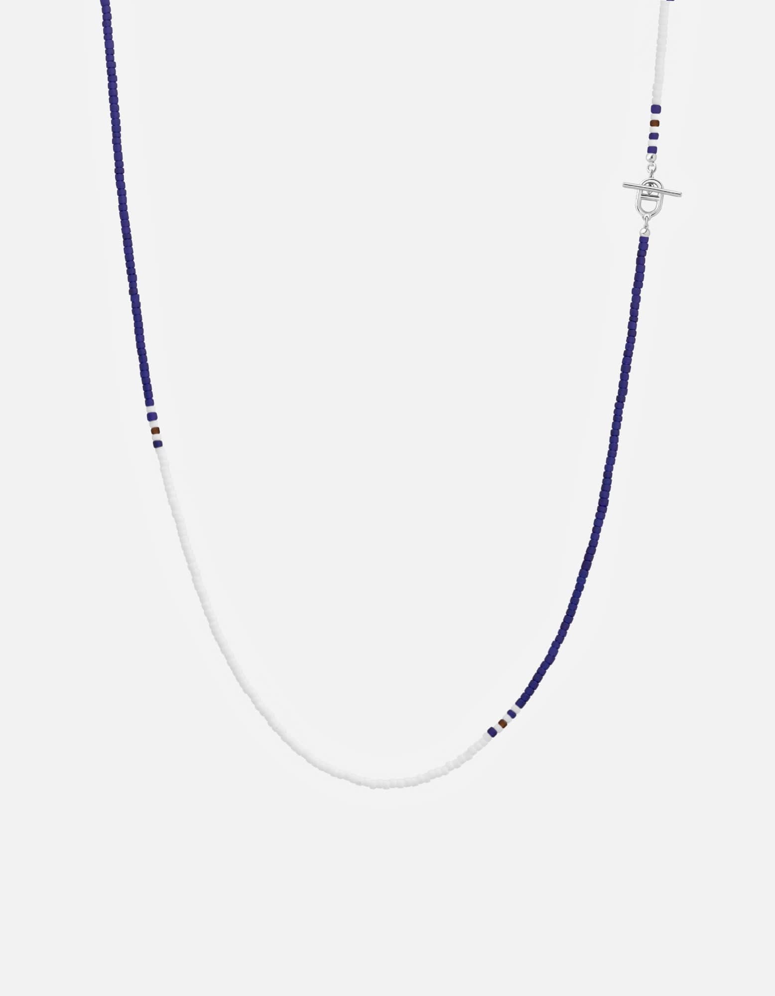 Avi Bead Necklace, Sterling Silver / Blue/White