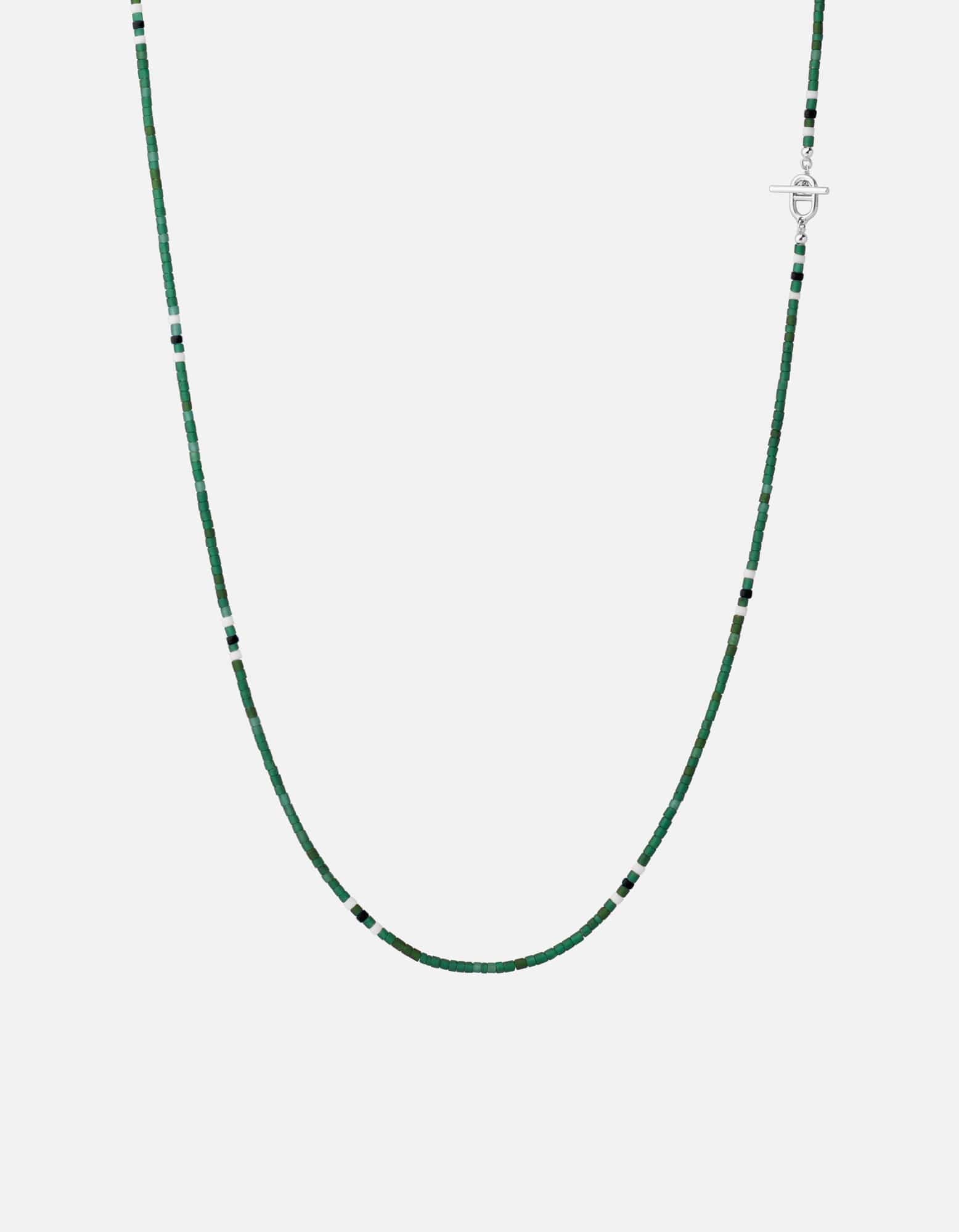 Miansai Necklaces Avi Bead Necklace, Sterling Silver / Green Green/Black / 22in.