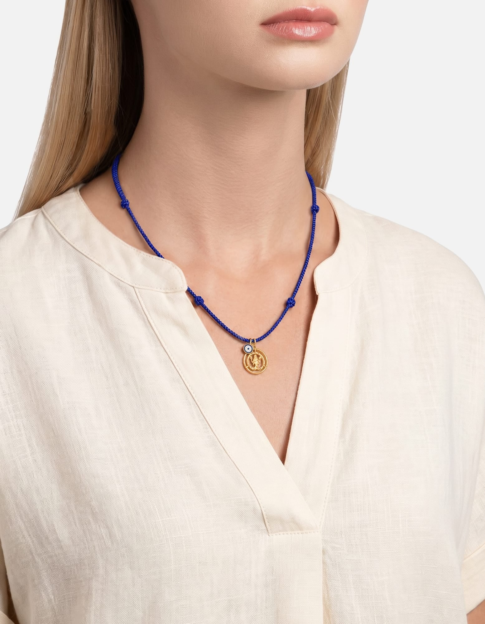 Eternita Rope Necklace, Gold Vermeil / Navy Blue