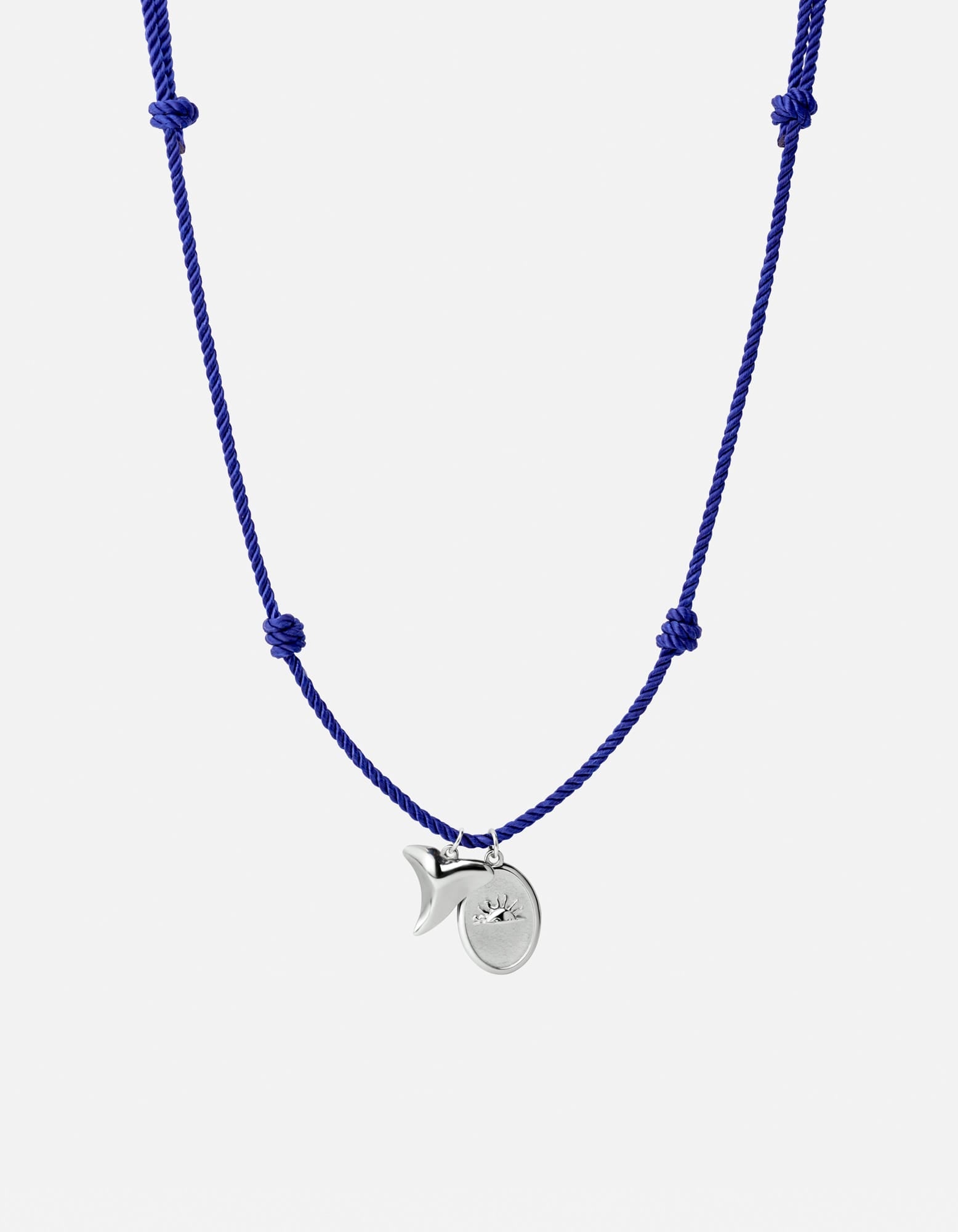Miansai Necklaces Shark Tooth Rope Necklace, Sterling Silver / Navy Blue Navy Blue / O/S