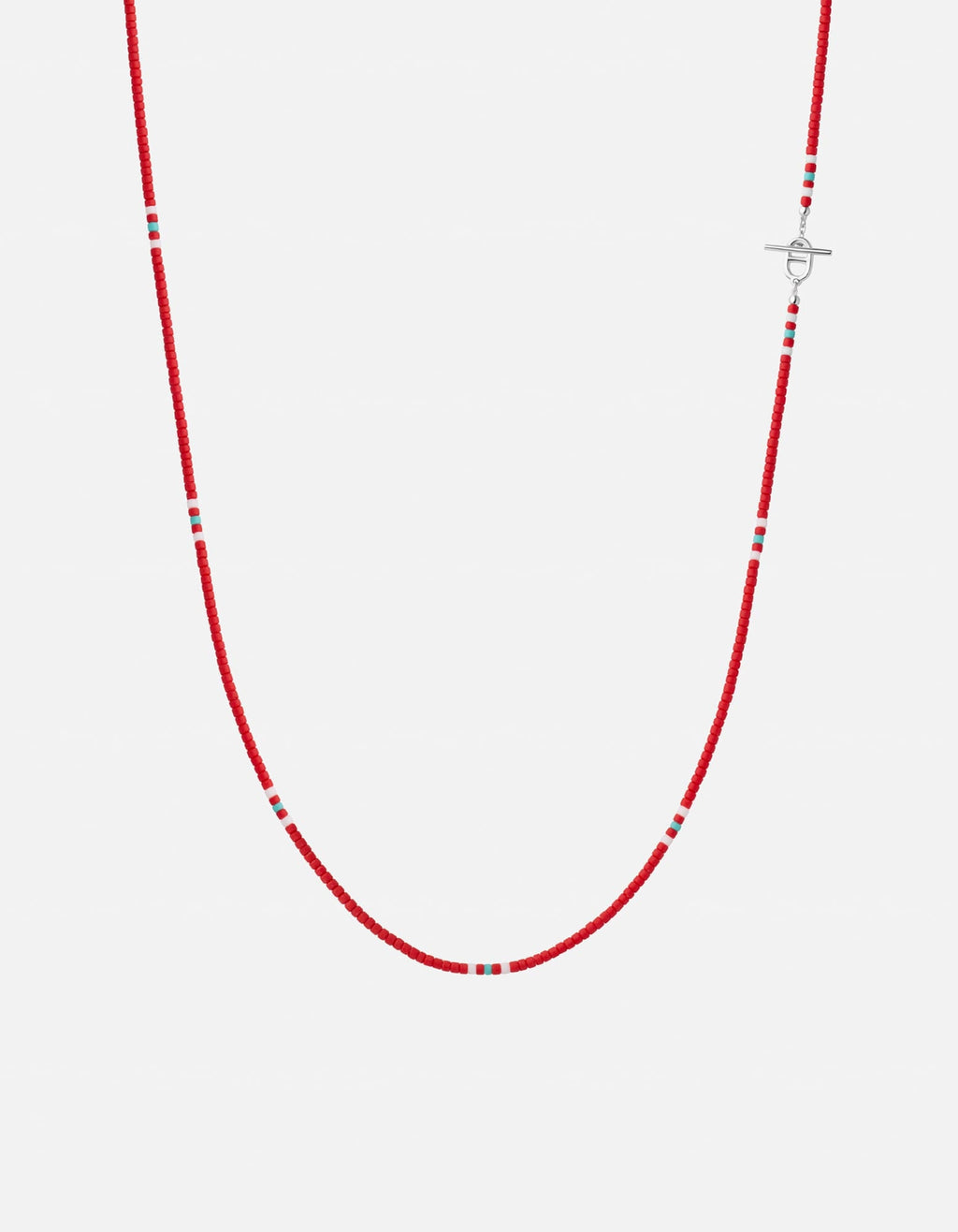 Avi Bead Necklace, Sterling Silver / Red