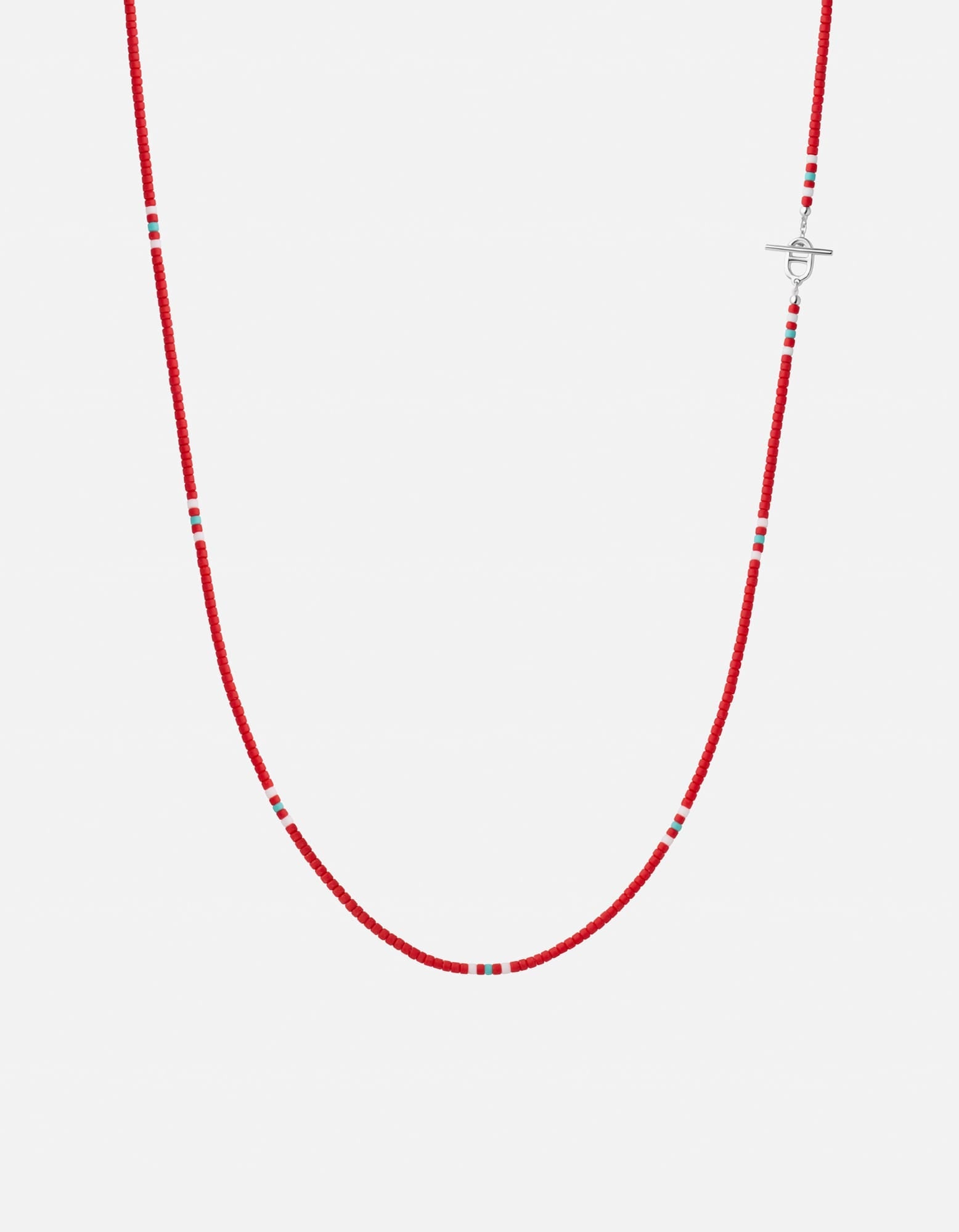 Avi Bead Necklace, Sterling Silver / Red