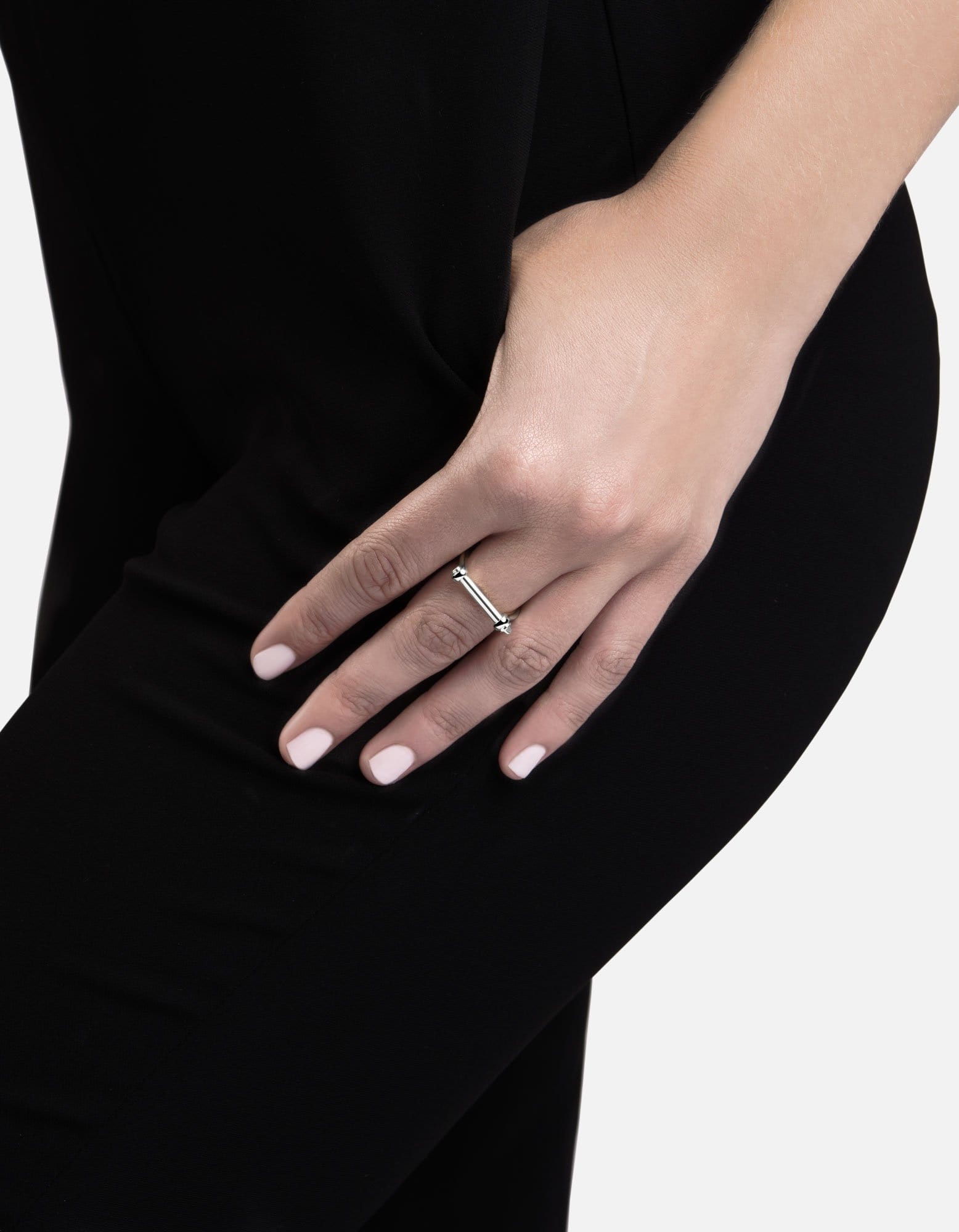 Thin Screw Cuff Ring, Sterling Silver