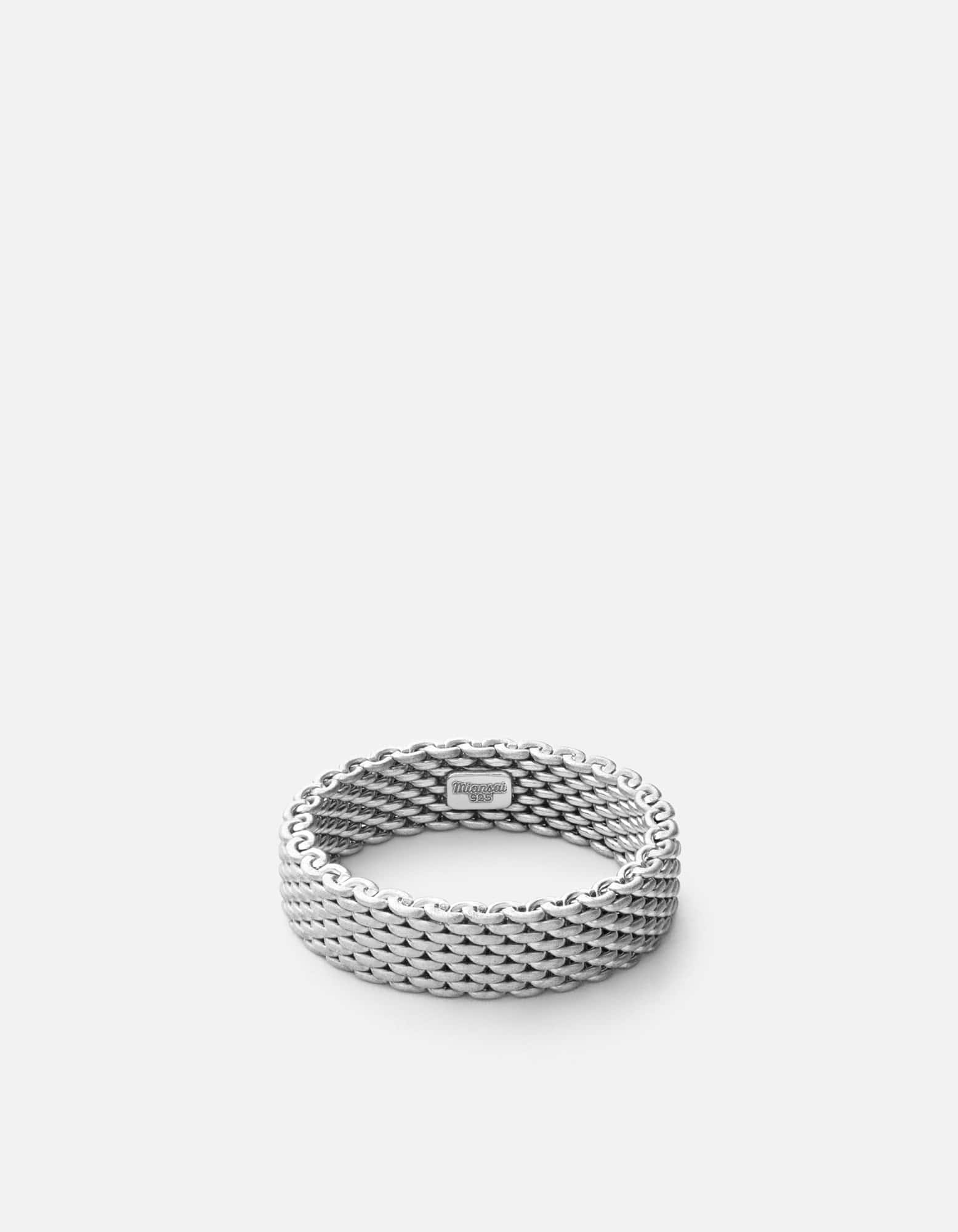 Miansai Rings Moore Mesh Ring, Sterling Silver Matte Silver / 10