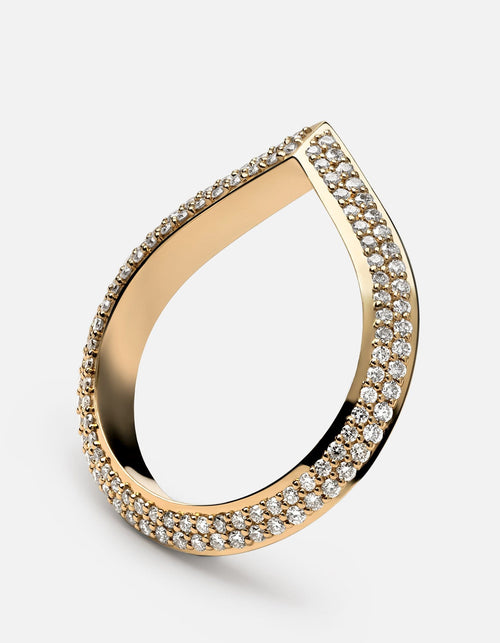 Angular Ring, 14k Gold Pavé