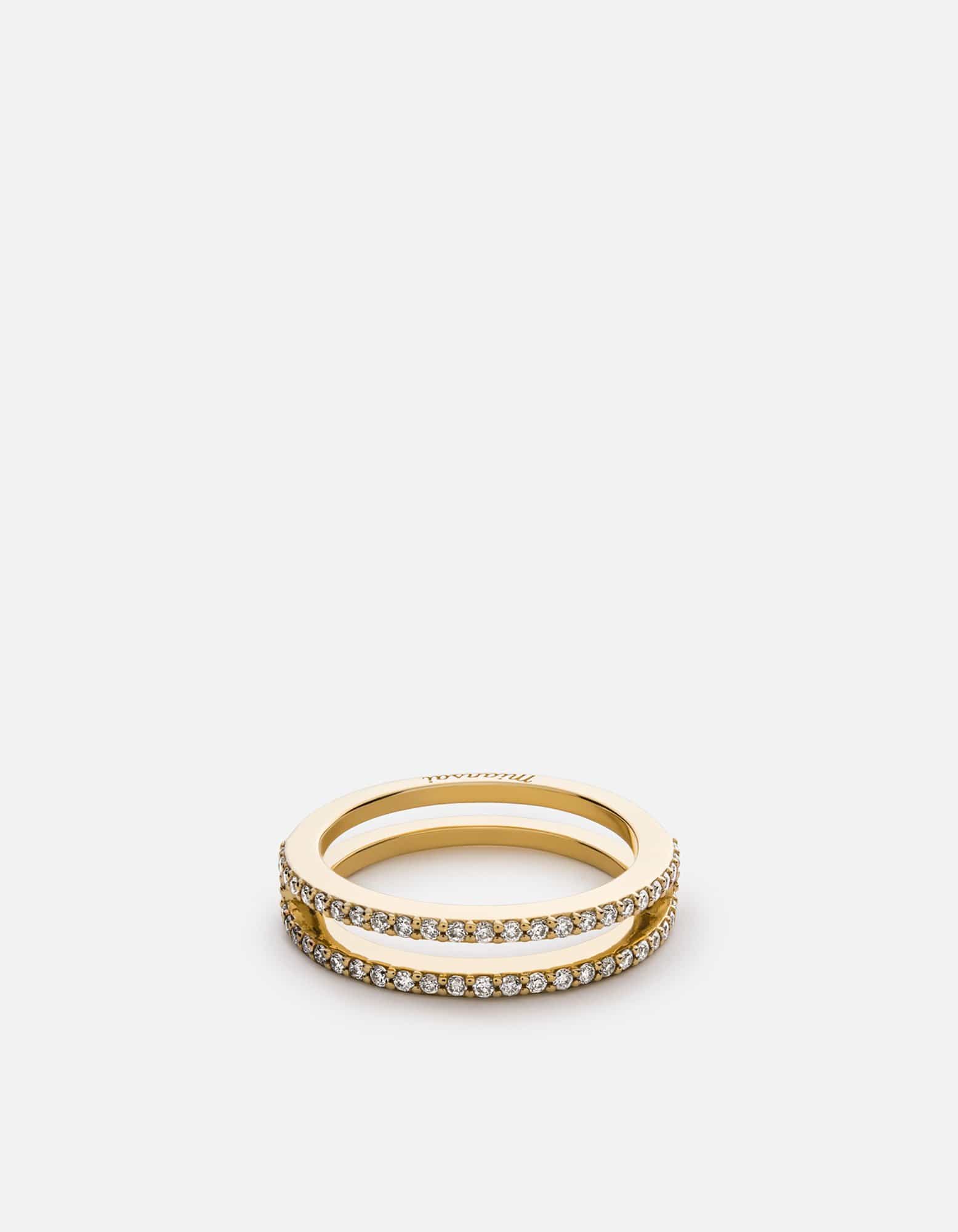 Miansai Rings Split Layer Ring, 14k Gold Pavé Polished Gold/Pave / 6