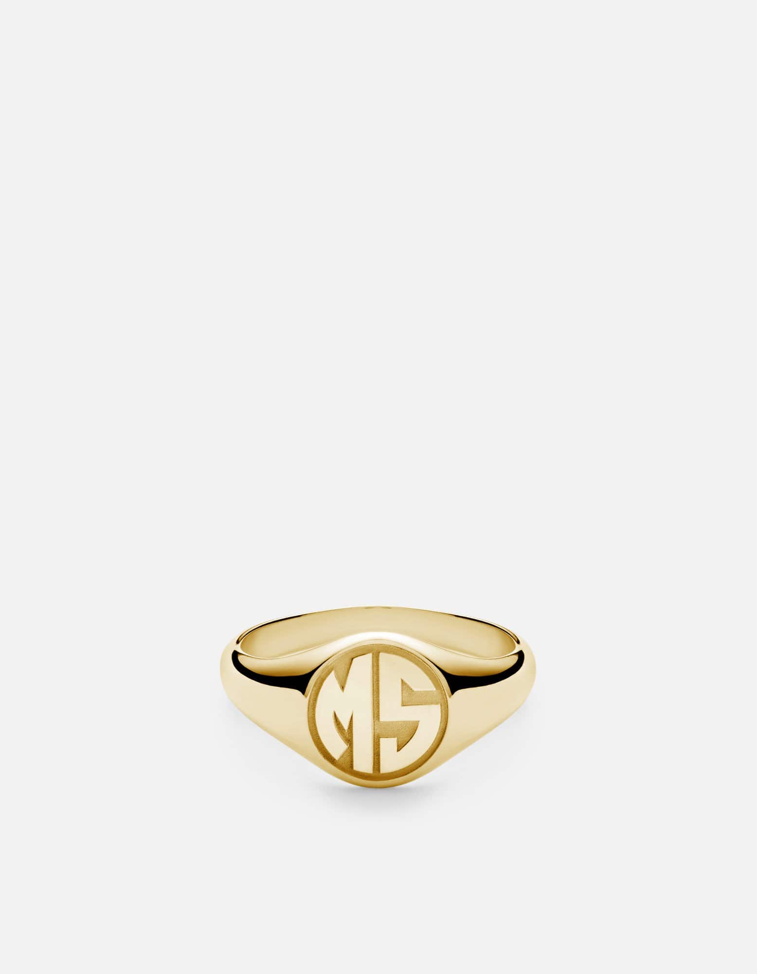 Miansai Rings Signet Ring, 14k Gold Polished Gold / 10 / Monogram: Yes
