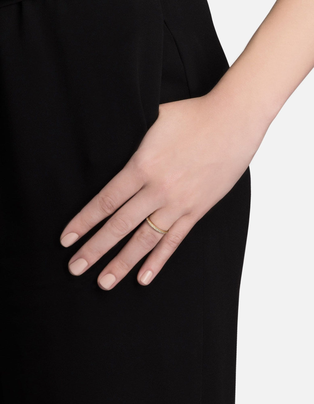 Eclipse Band Ring, 14k Matte Gold Pavé