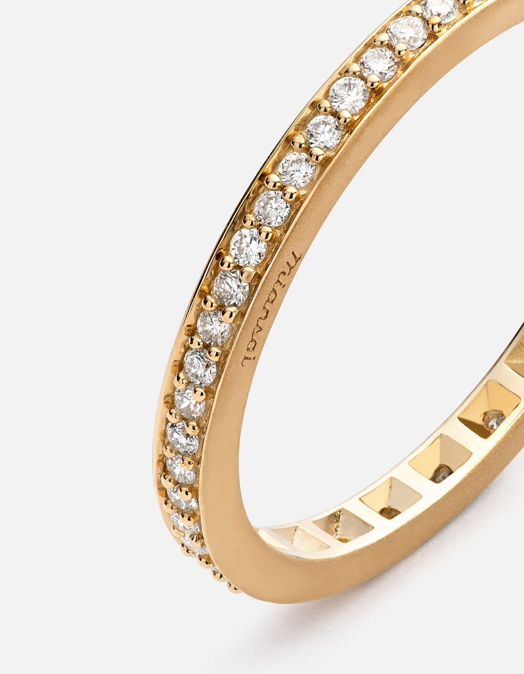 Eclipse Band Ring, 14k Matte Gold Pavé