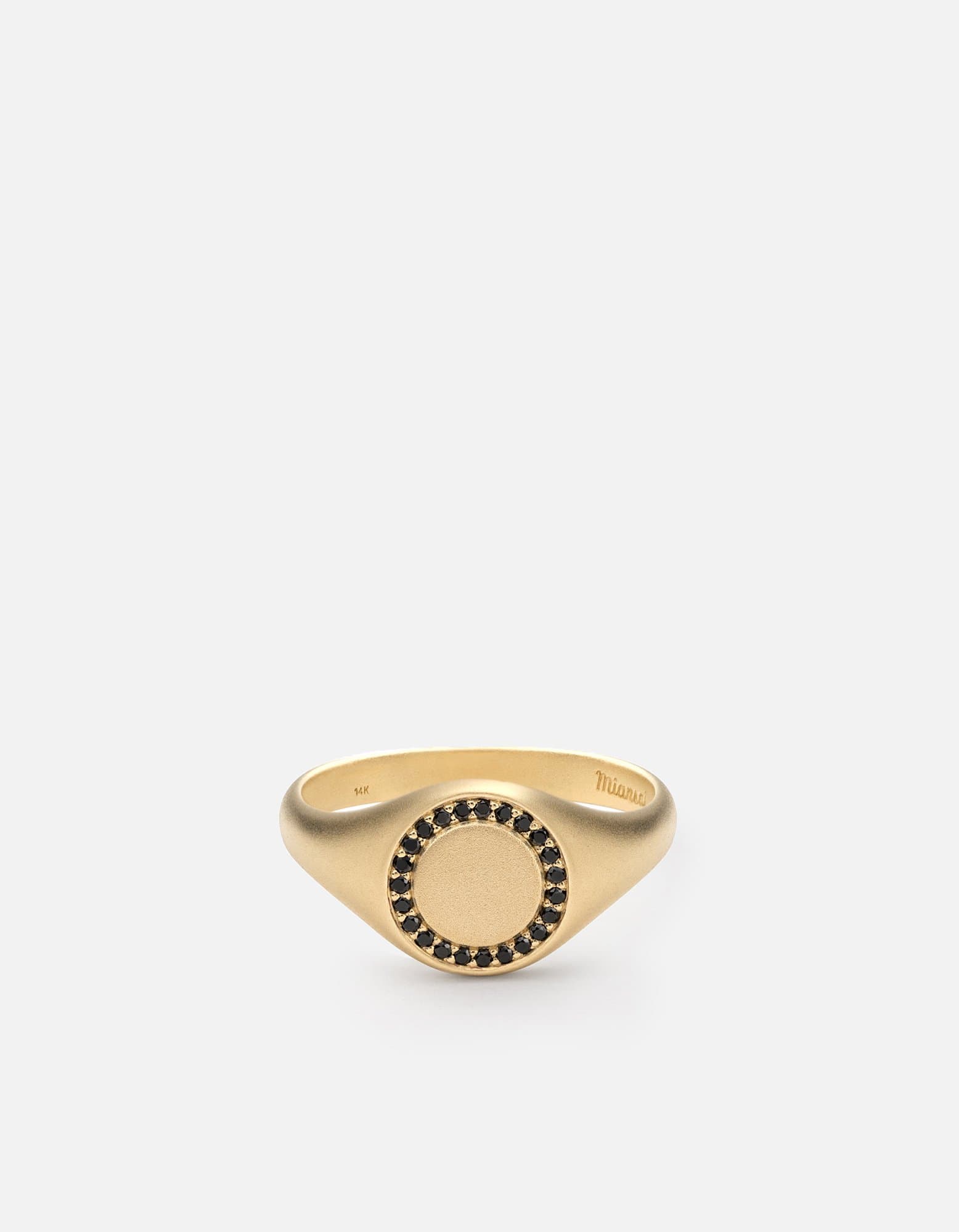 Miansai Rings Halo Signet Ring, 14k Matte Gold/Black Diamonds Matte Gold/Black Diamonds / 8