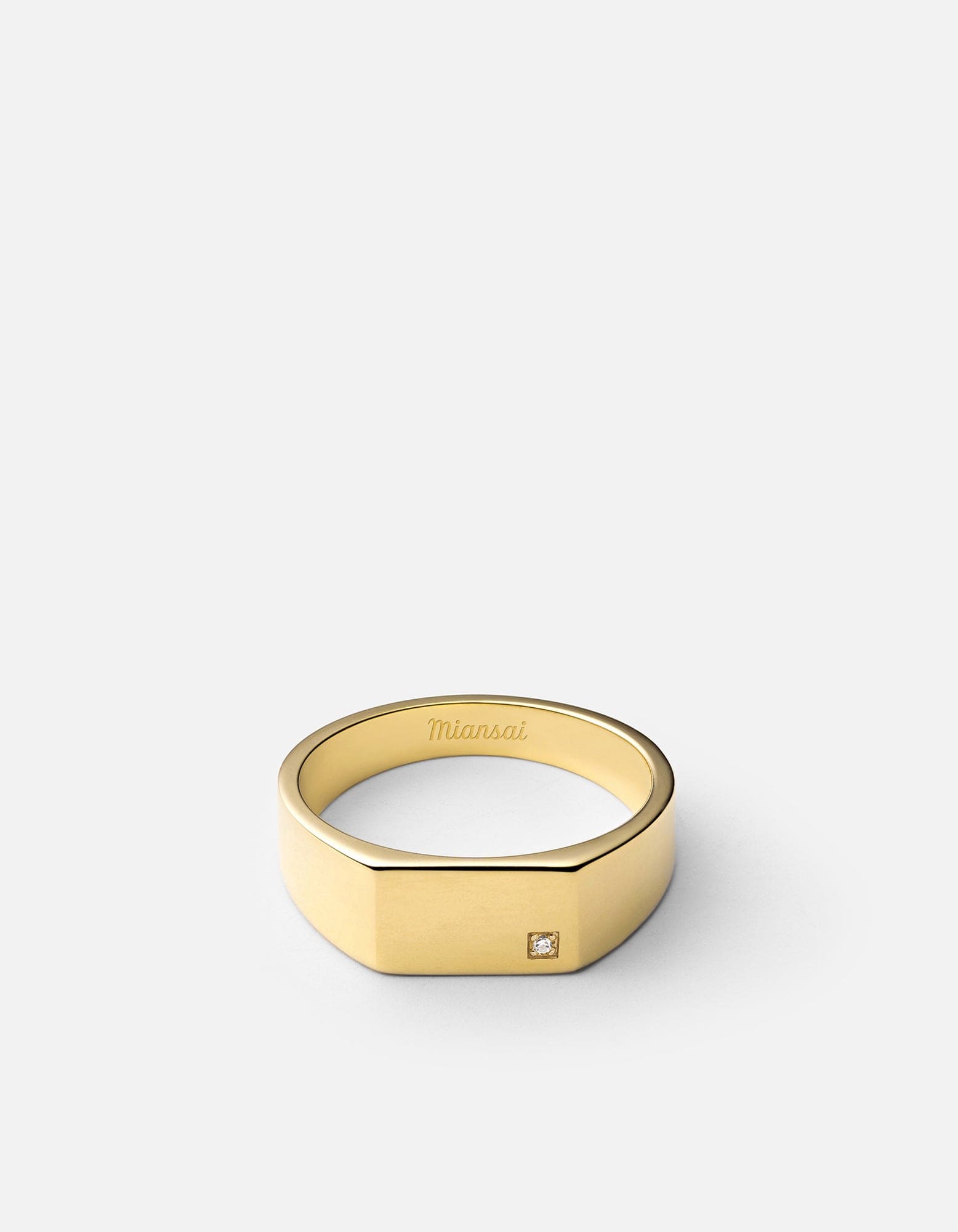 Miansai Rings Geo Signet Diamond, Gold Polished Gold/Pave / 9