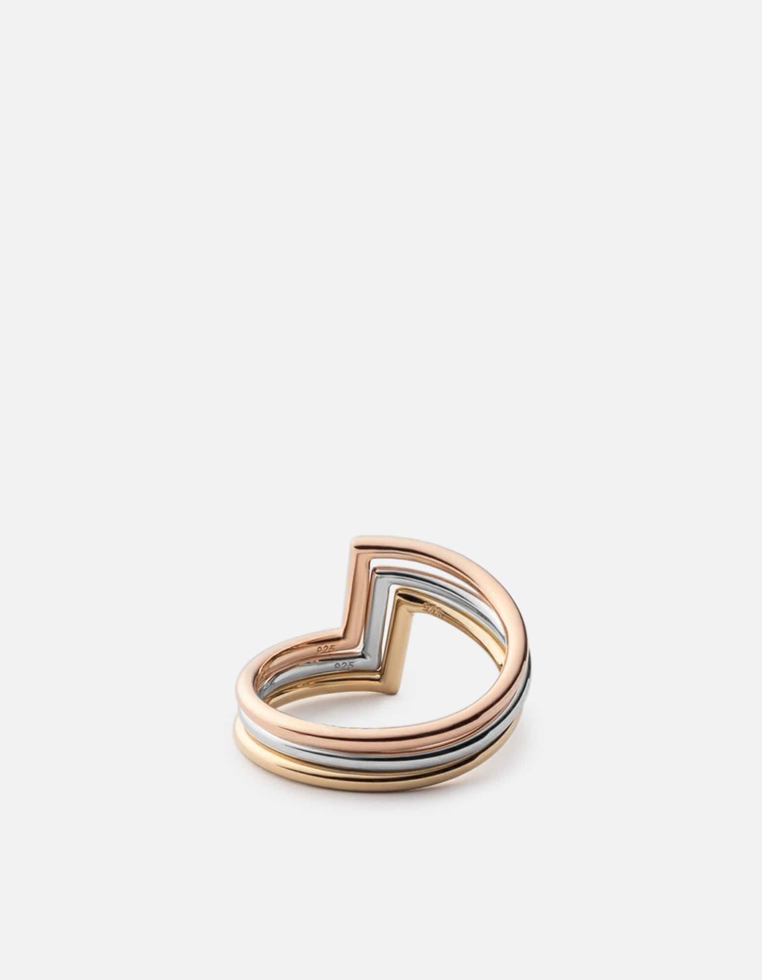 Arch Ring Set, Silver/Rose/Gold