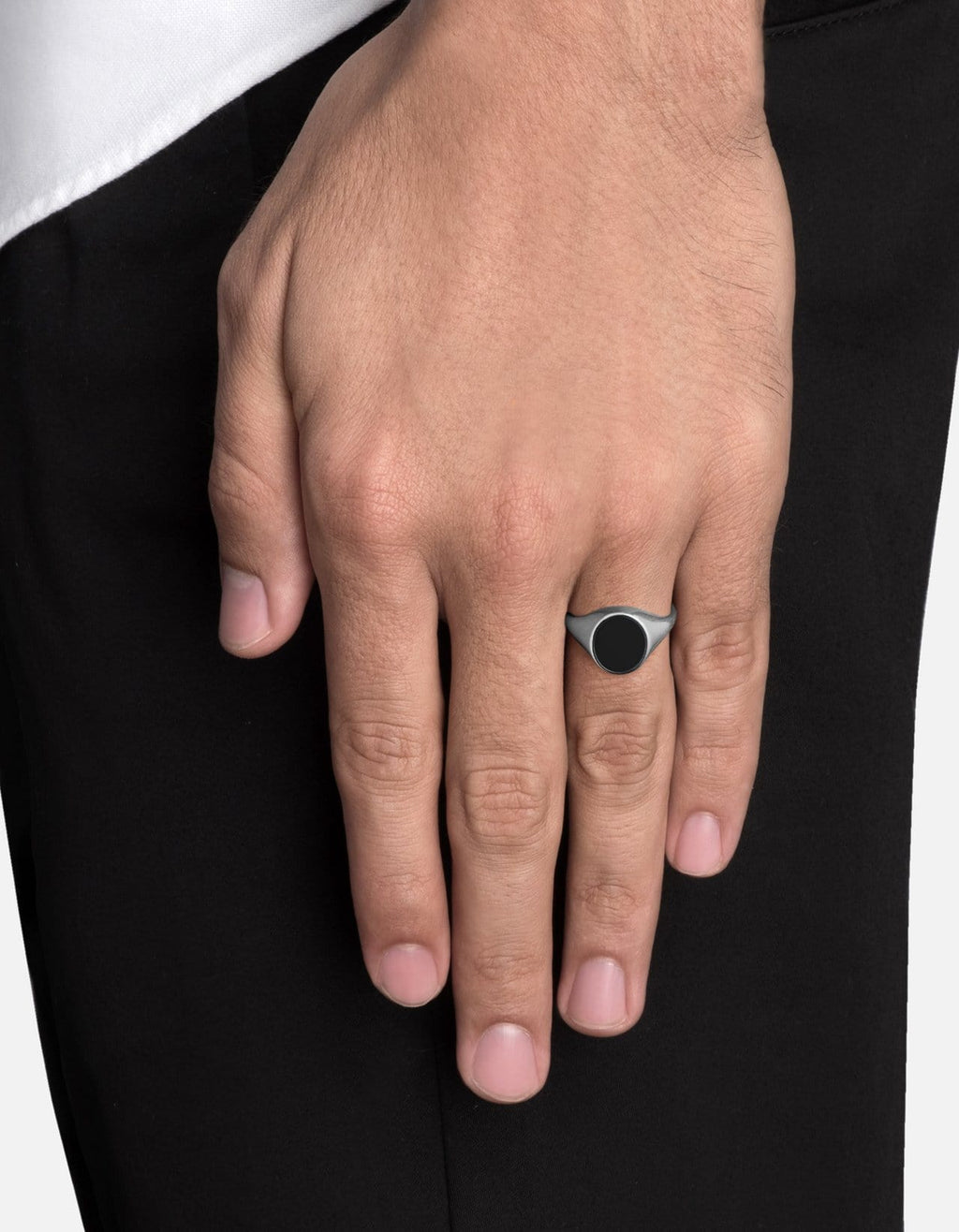 Heritage Signet Ring, Sterling Silver / Black