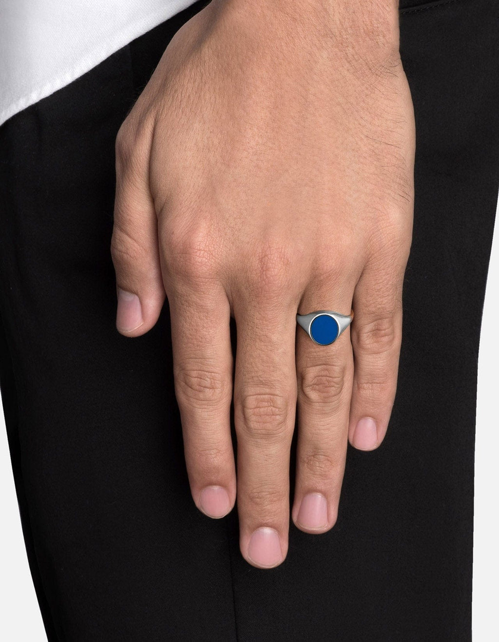 Heritage Signet Ring, Sterling Silver / Blue