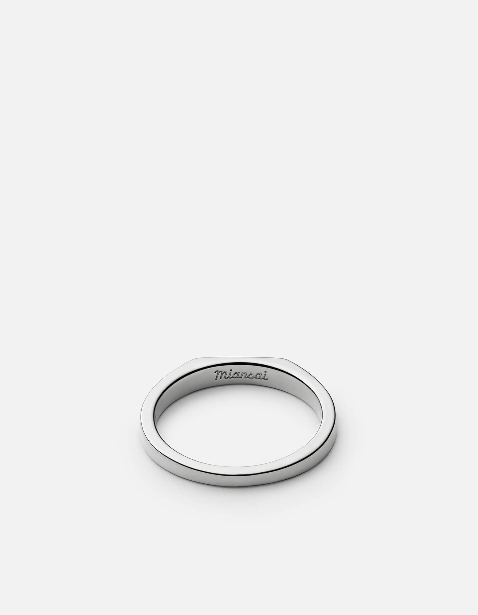 Thin Geo Signet Ring, Sterling Silver