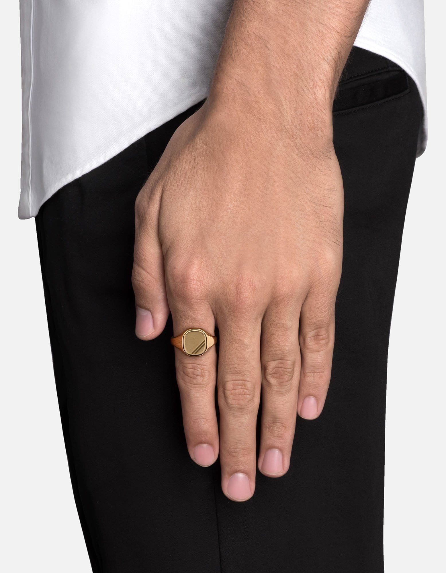 Square Step Signet Ring, Gold Vermeil
