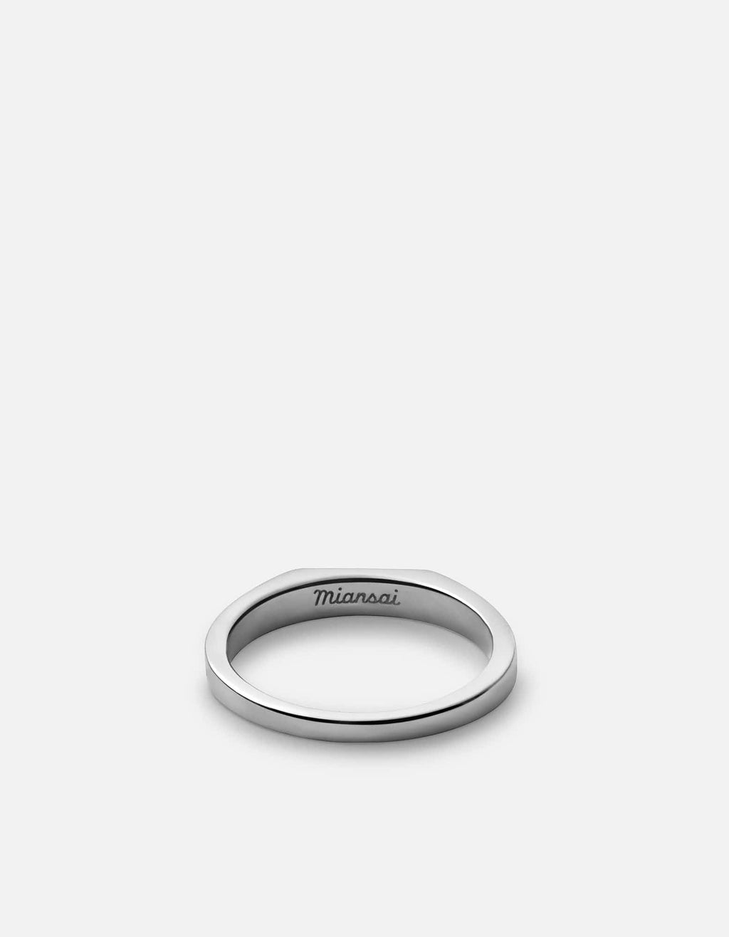 Thin Geo Diamond Signet Ring, Sterling Silver