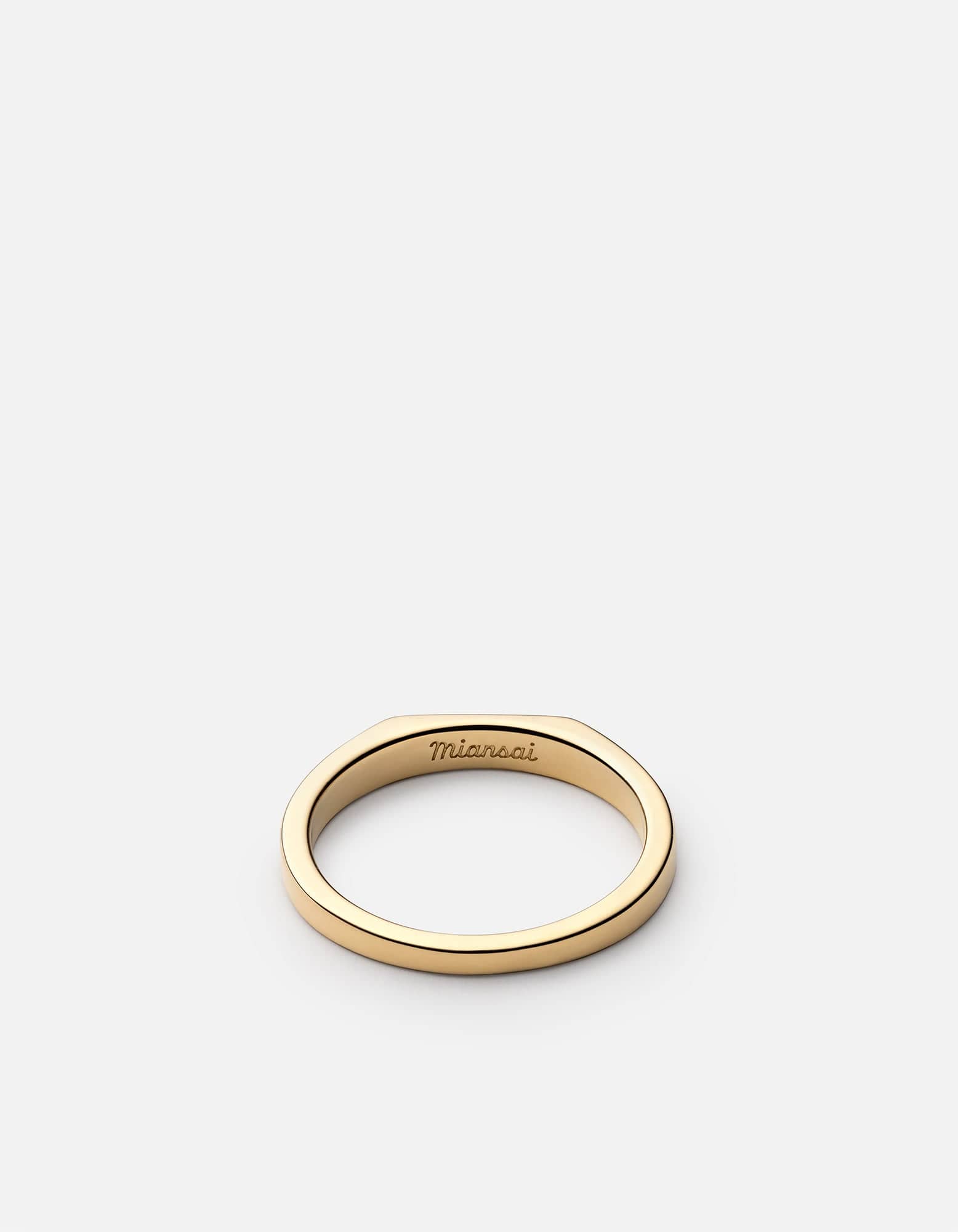 Thin Geo Diamond Signet Ring, Gold Vermeil