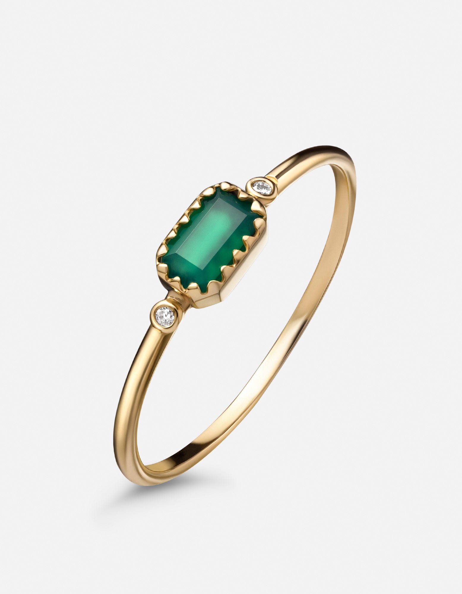 Inari Chalcedony Ring, 14k Gold Pavé