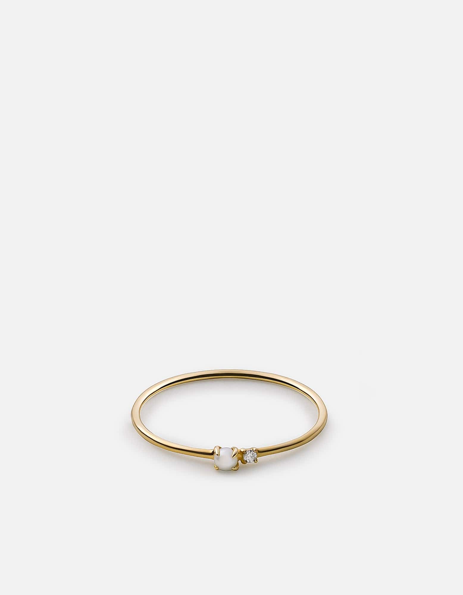 Miansai Rings Vera Pearl Ring, 14k Gold Pavé Polished Gold w/ Pave / 5