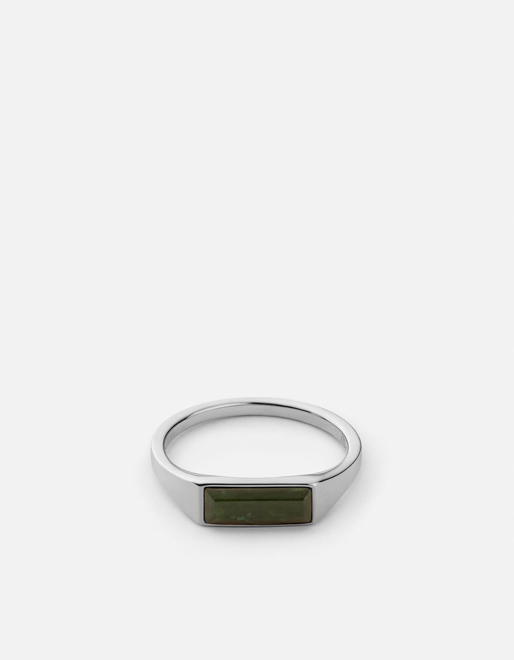 Miansai Rings Thin Lennox Jasper Ring, Sterling Silver Green / 8