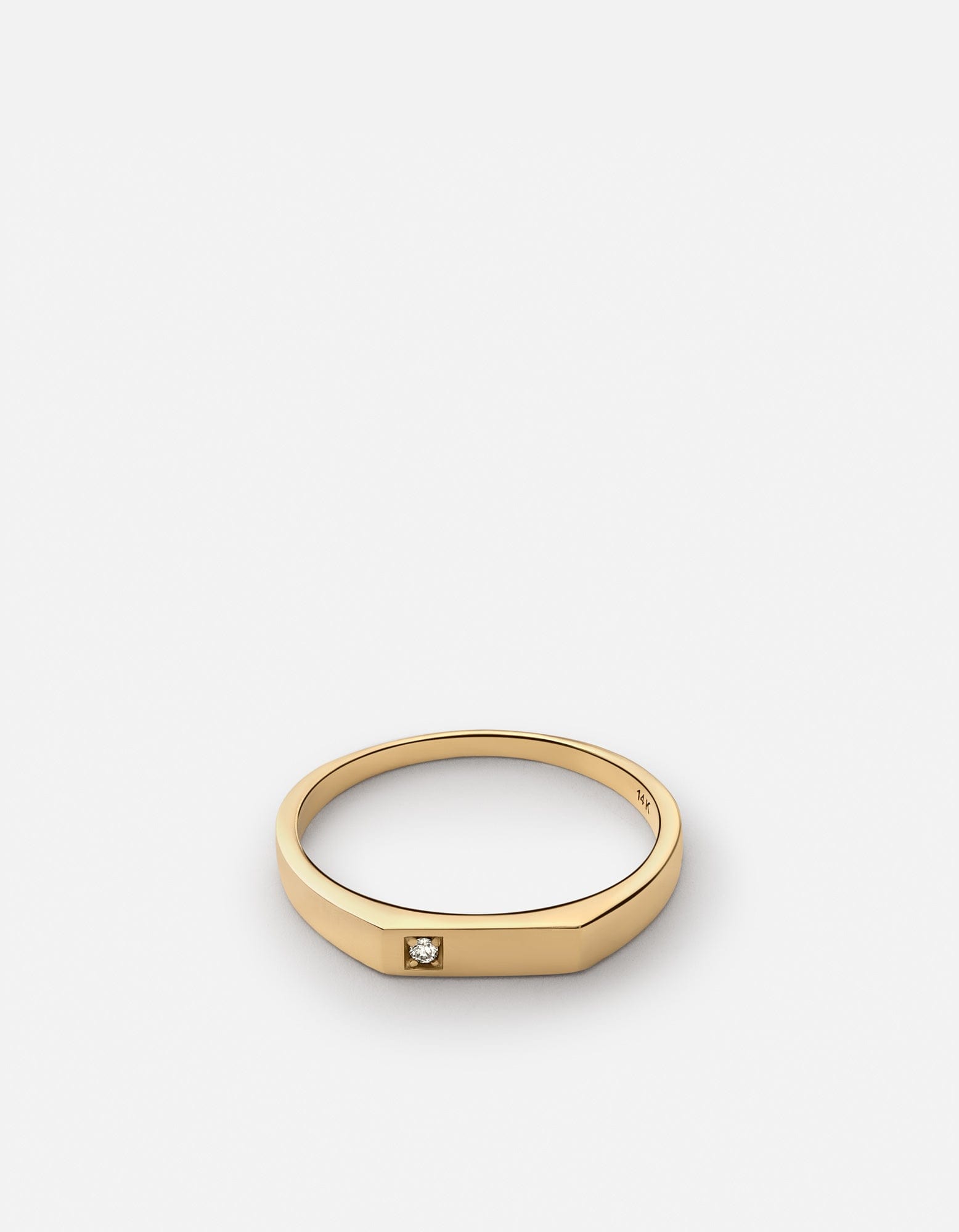 Thin Geo Diamond Signet Ring, Gold Vermeil