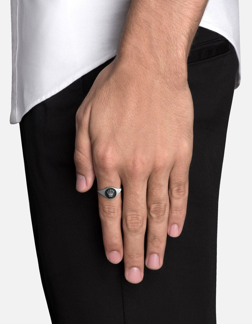 Empire Signet Ring, Sterling Silver / Black