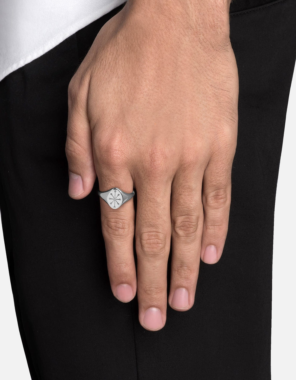 Octo Diamond Signet Ring, Sterling Silver
