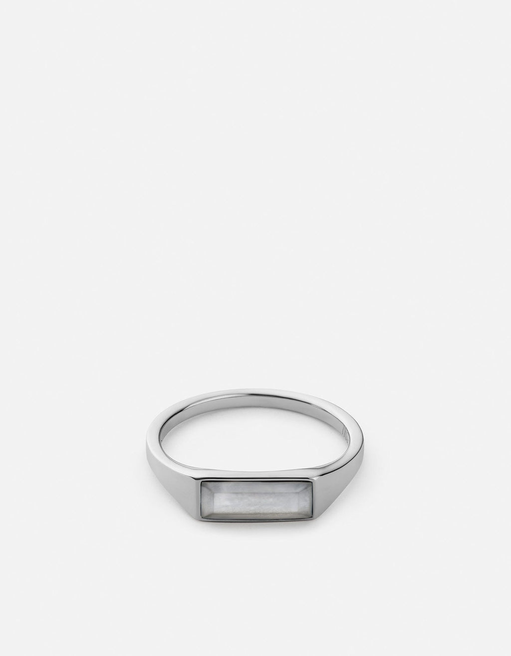 Miansai Rings Thin Lennox Chalcedony Ring, Sterling Silver Moonstone / 12