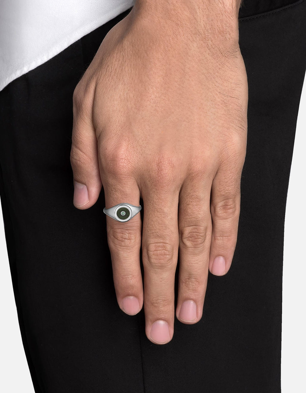Opus Chalcedony Signet Ring, Sterling Silver / Green