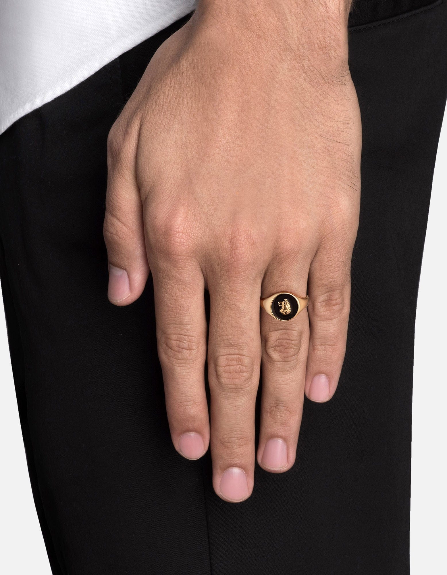 Wolf Signet Ring, Gold Vermeil / Black
