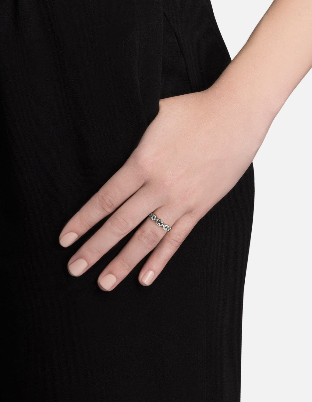 Pyper Link Puff Ring, Sterling Silver