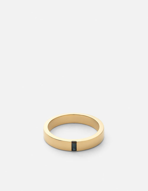 Miansai Rings 4mm Sapphire Baguette Band, Gold Vermeil Blue / 10 / Monogram: No