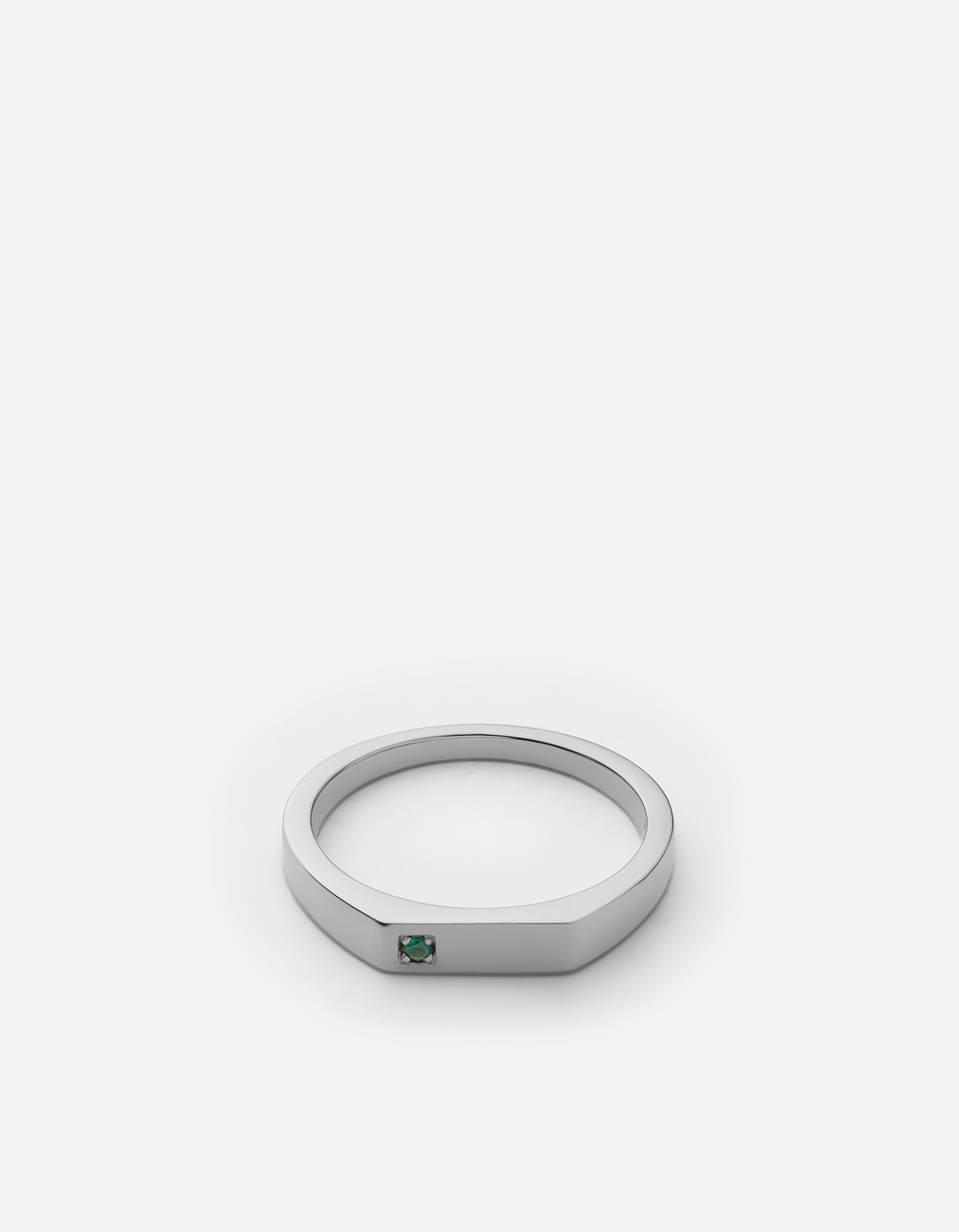 Miansai Rings Thin Geo Agate Ring, Sterling Silver Green / 8