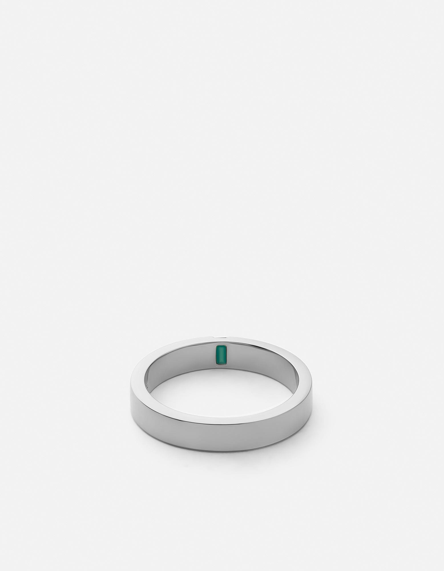 4mm Agate Baguette Ring, Sterling Silver