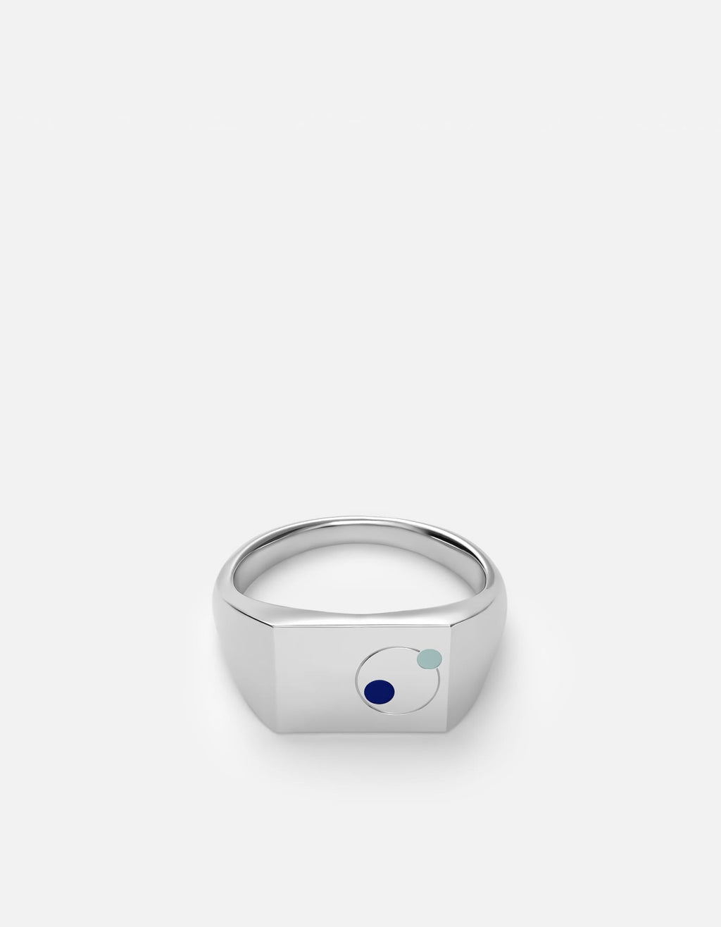 Miansai Rings Orbit Signet Ring, Sterling Silver / Blue Blue / 9