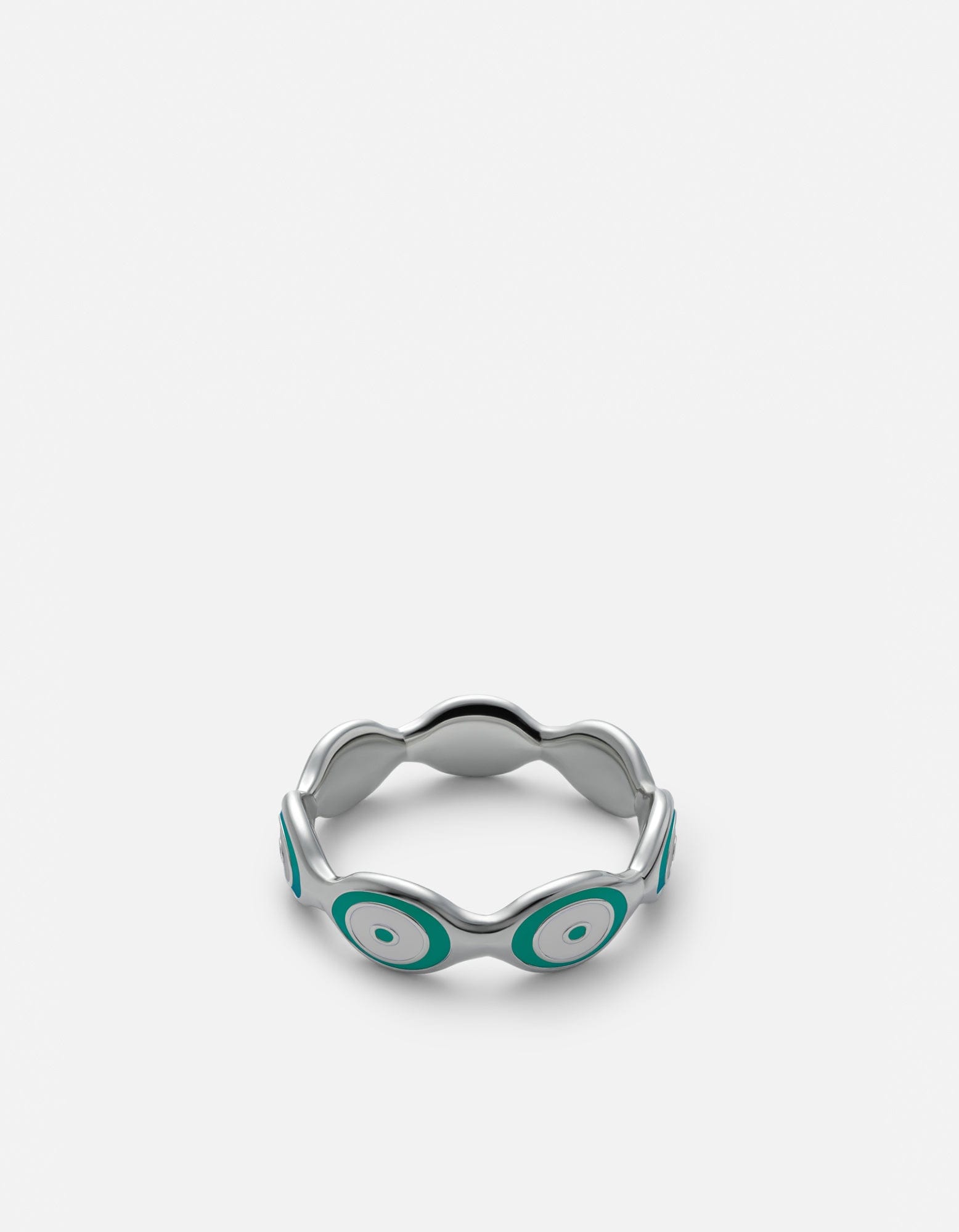 Evil Eye Ring, Sterling Silver / Green