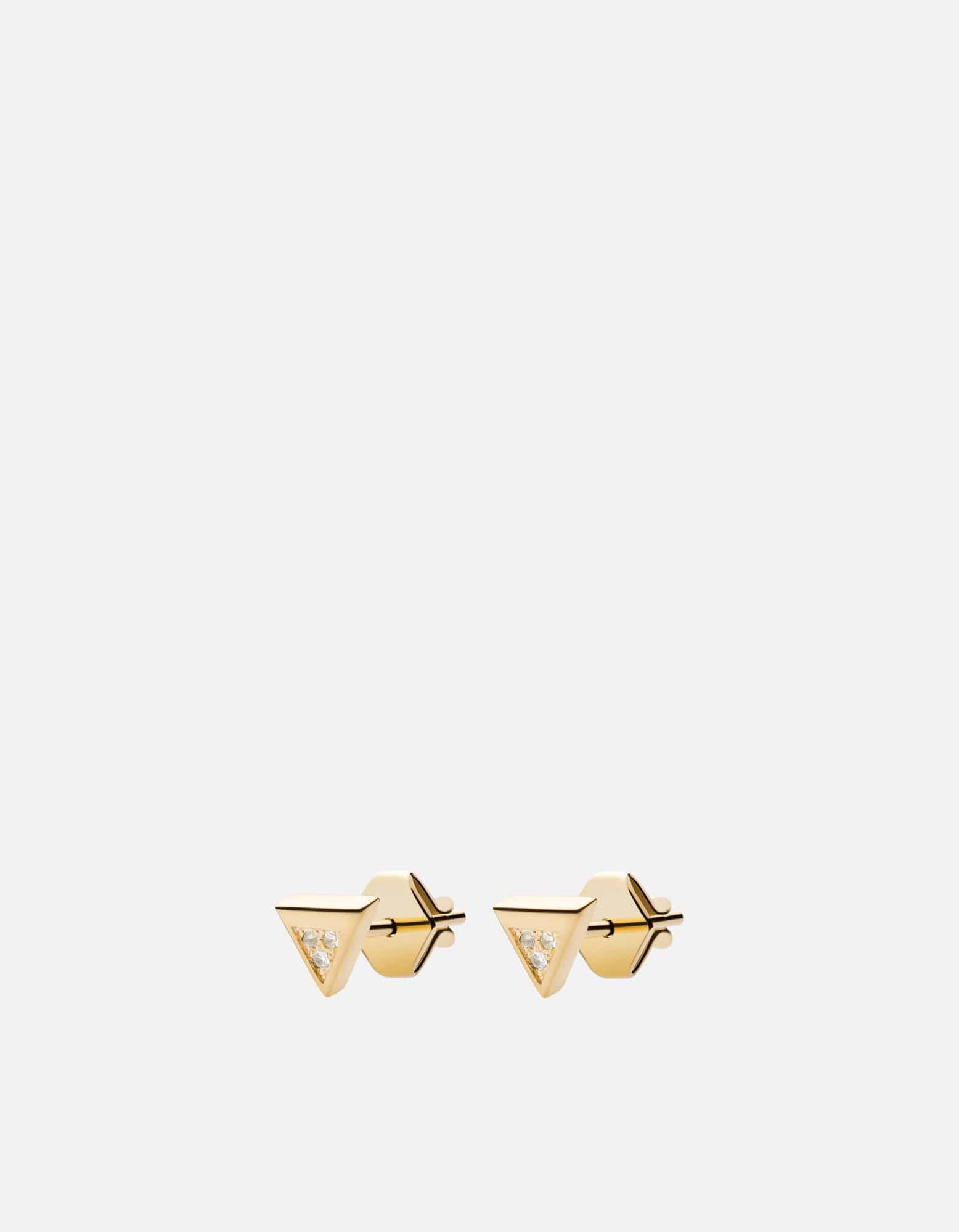 Miansai Earrings Faction Studs, 14k Gold Pavé Polished Gold/Pave / Pair