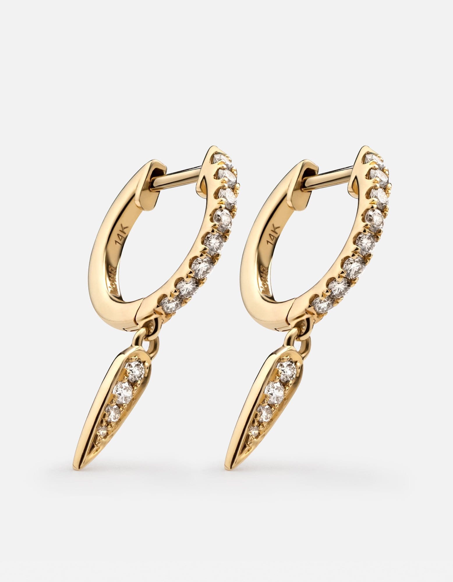 Talon Huggie Earrings, 14k Gold Pavé