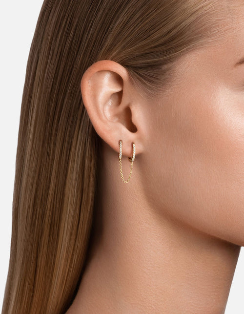 Avery Huggie Earring, 14k Gold Pavé