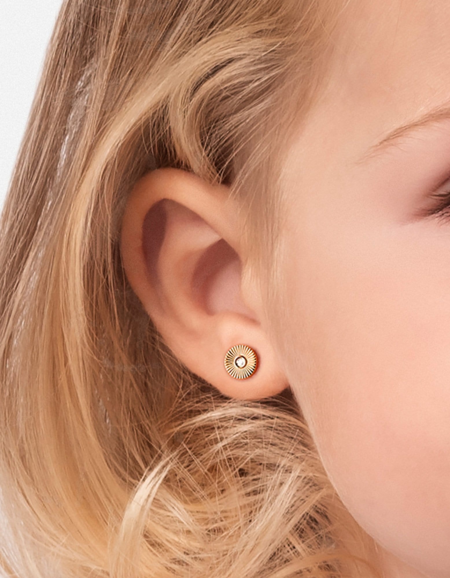 Mini Rey Studs, 14k Gold Pavé