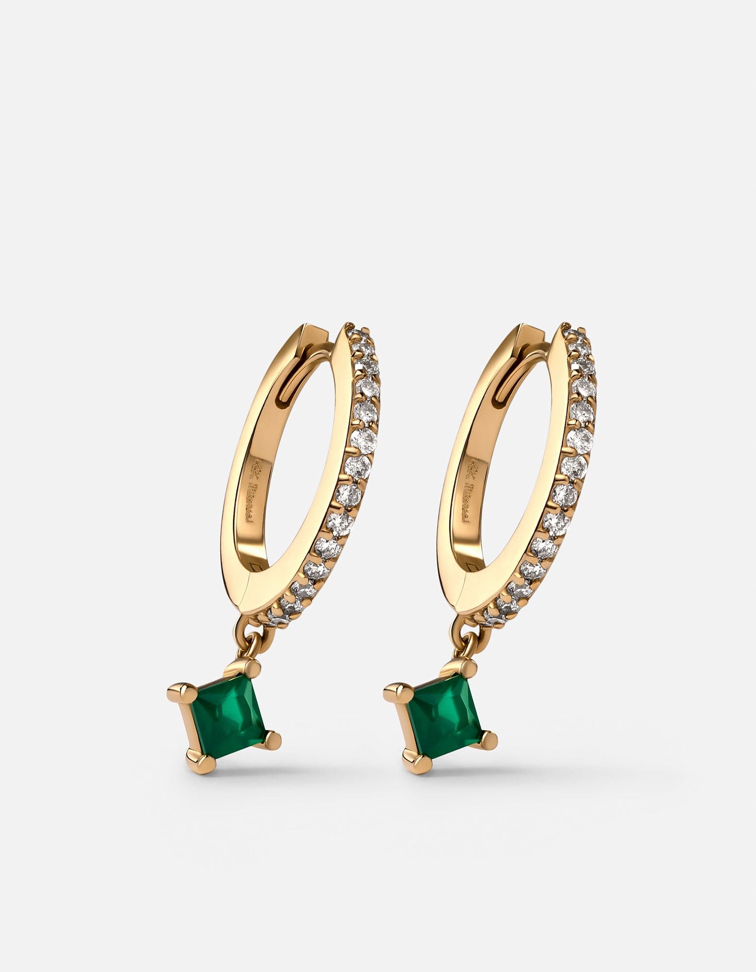 Uma Earrings, 14k Gold Pavé/Chalcedony
