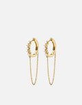 Miansai Earrings Calista Huggie Pearl Earrings, 14k Gold Pavé Polished Gold w/White Topaz / Pair