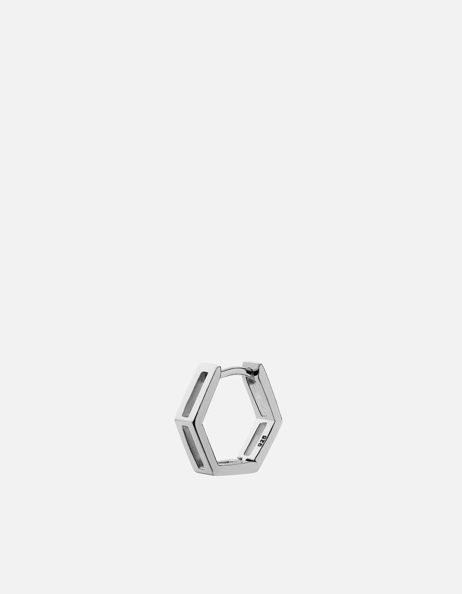 Miansai Earrings Hexa Huggie Earring, Sterling Silver Polished Silver/Single
