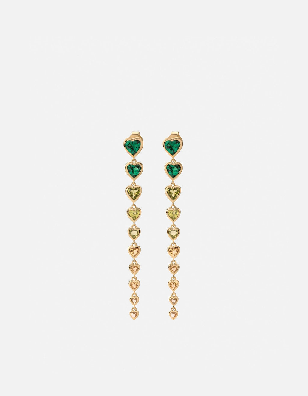 Miansai Earrings Tali Multi Heart Earrings, Gold Vermeil Green / Pair